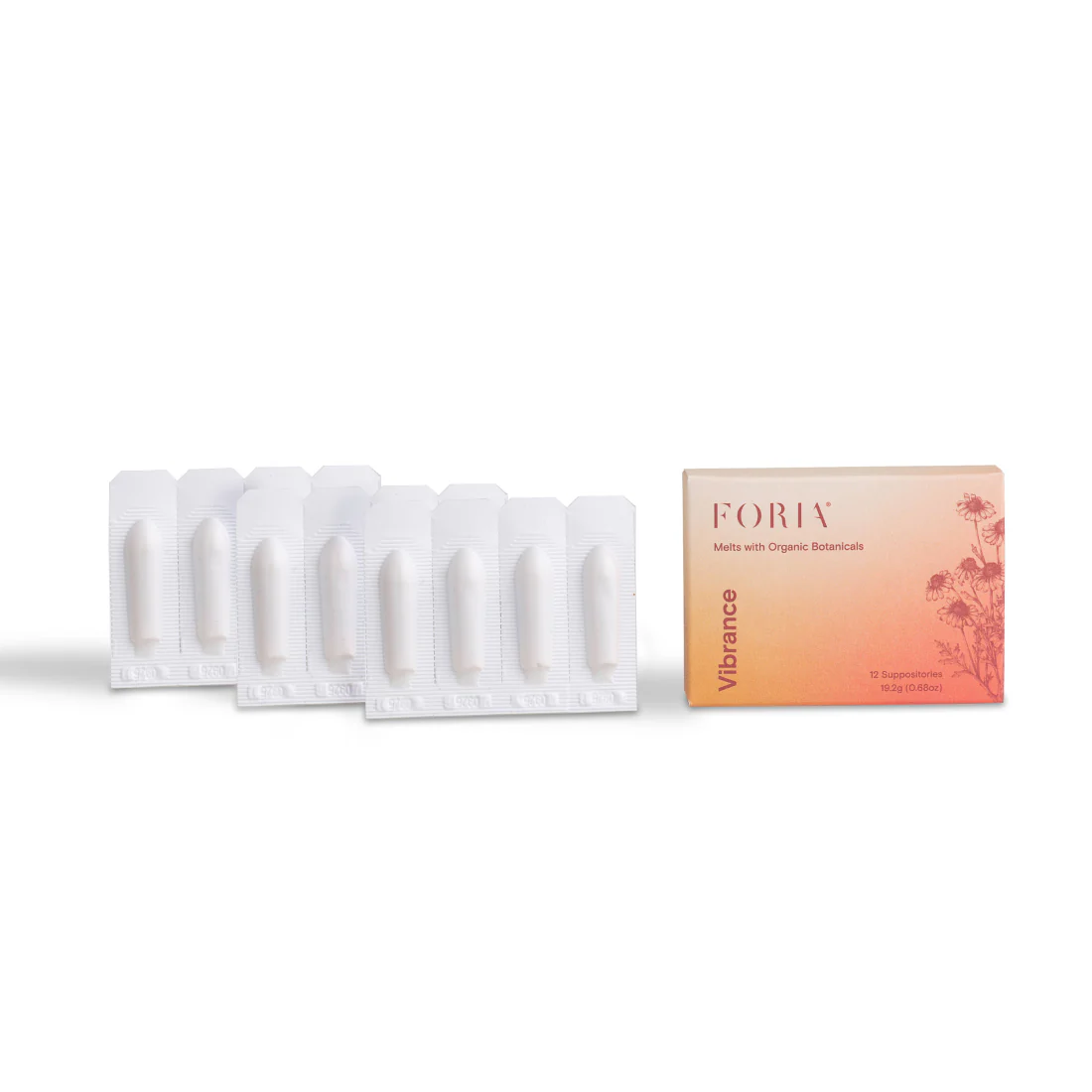 FORIA Best Selling Vibrance Vaginal Hydration Melts with Organic Botanicals - 12 suppositories 9.2g / 0.68oz