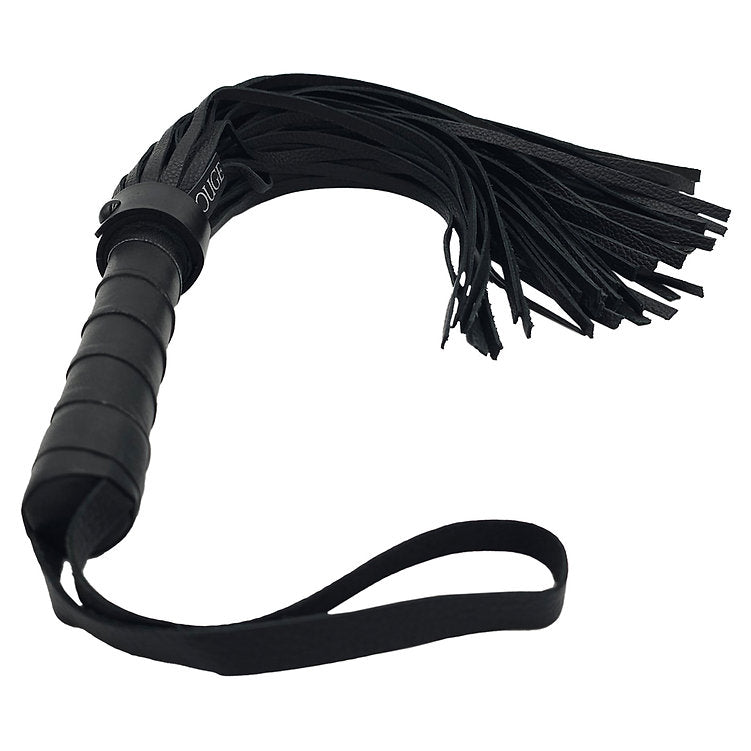 Leather Flogger - Black with Black
