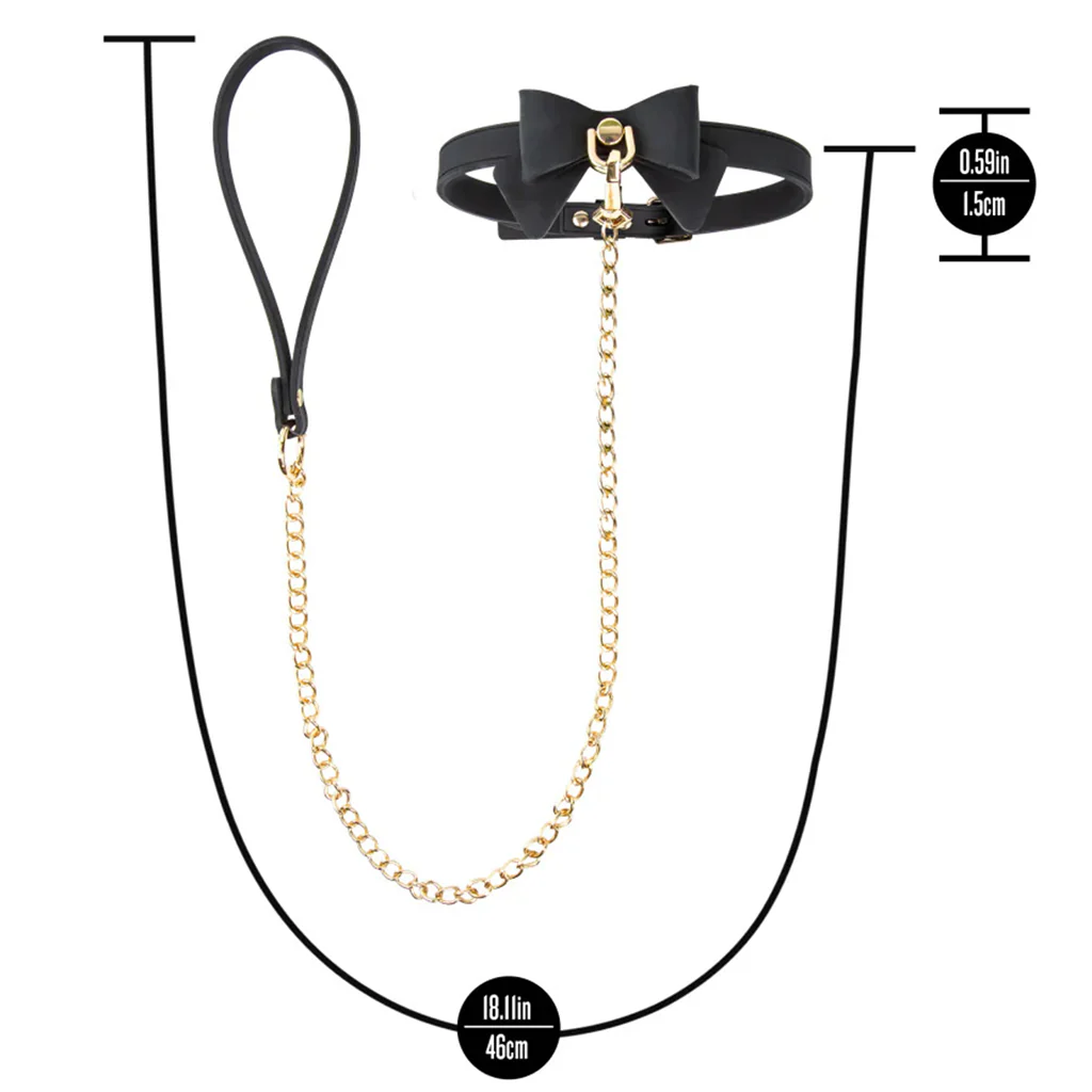 Collar & Leash - Black with Bow