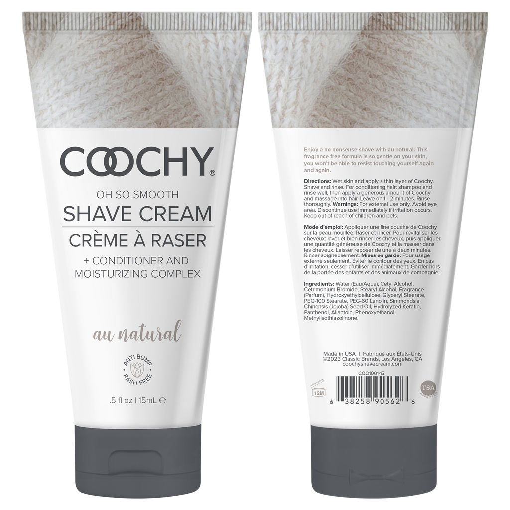 Coochy Shave Cream - AU NATURAL tube 0.5oz / 15ml