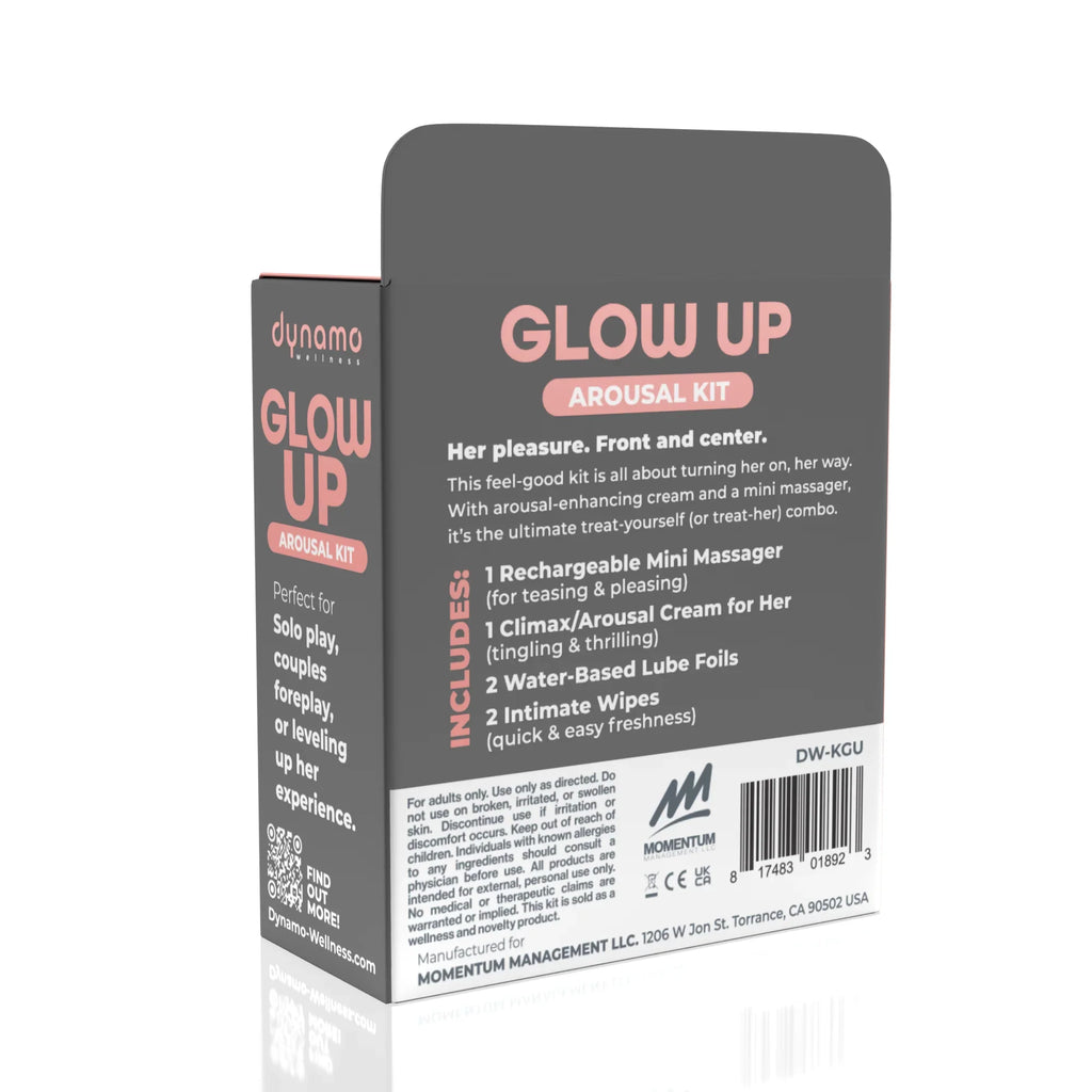 Glow Up Arousal Intimacy Kit Female Arousal Ceam, Mini Massager & More. Travel Friendly.