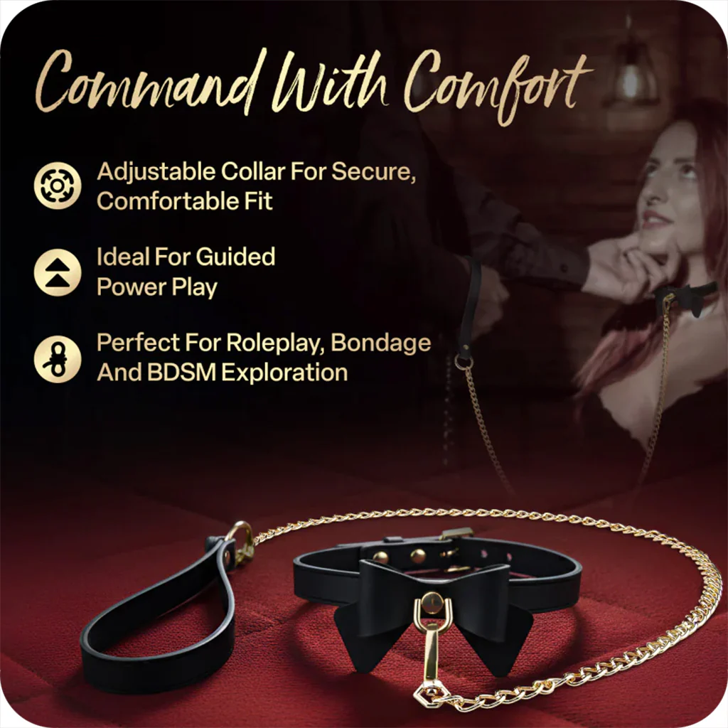 Collar & Leash - Black with Bow