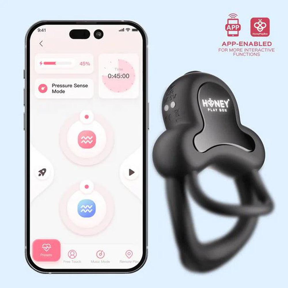 Vibrating Cock Ring Double App Controlled - Honey Play Box