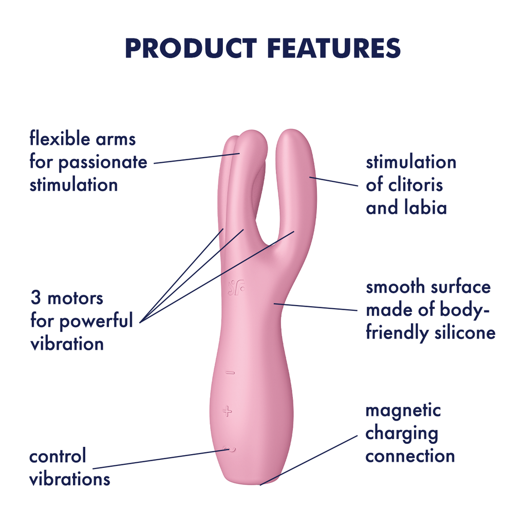 3X Pleasure Vibrator Threesome 3 - Pink