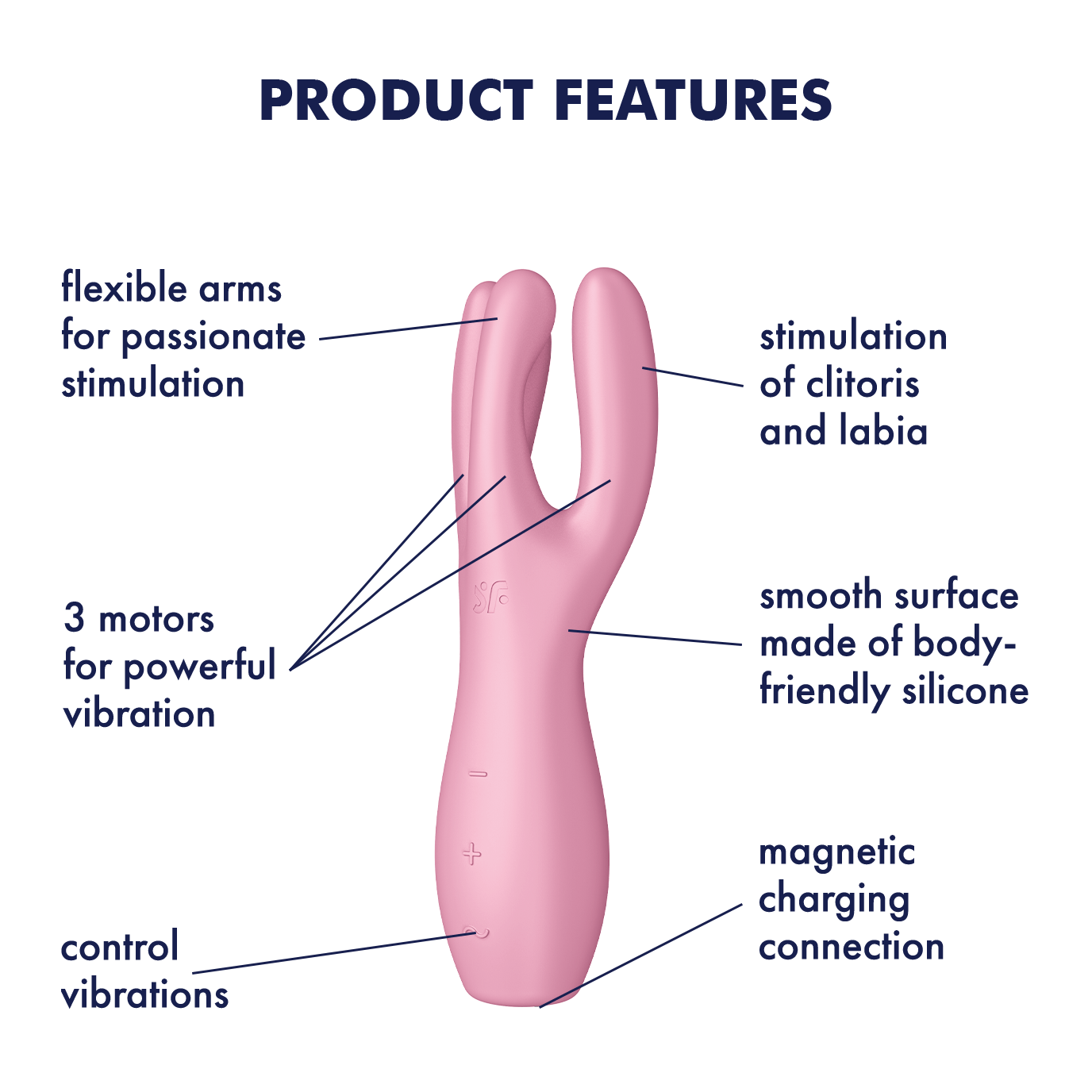 3X Pleasure Vibrator Threesome 3 - Pink