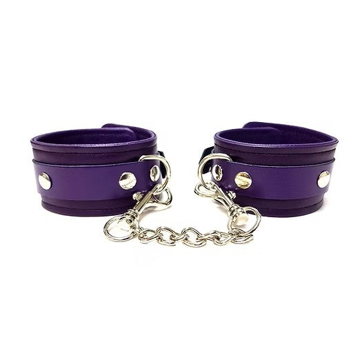 Leather Ankle Cuffs - Purple