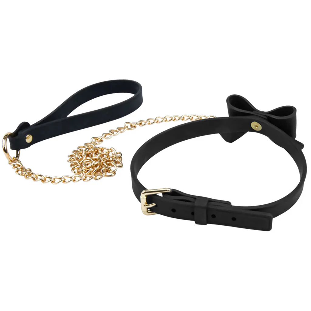 Collar & Leash - Black with Bow