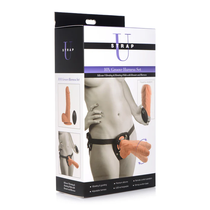 10X Groove Harness w Rotating/Vib Dildo