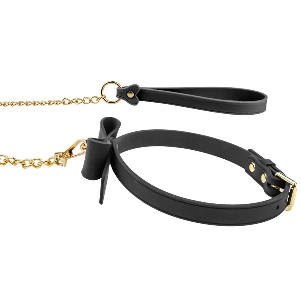 Collar & Leash - Black with Bow