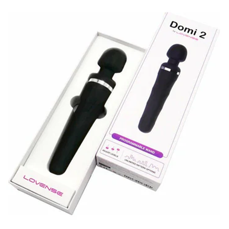DOMI 2 PROGRAMMABLE WAND - LOVENSE BLACK (Clitoral & G-Spot Stimulation. In-App Video & Message Chat. Give your partner control.  Lovense Location Safe)